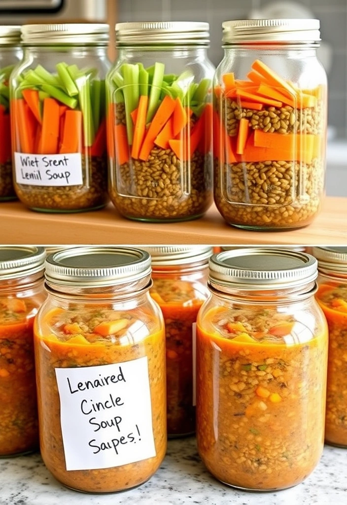 19 Time-Saving Healthy Lunch Meal Prep Ideas for Your Work Week! - 5. Lentil Soup Jars