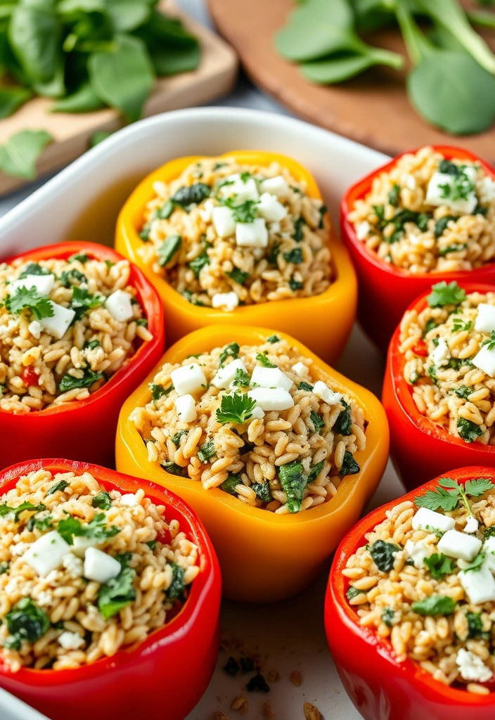 19 Time-Saving Healthy Lunch Meal Prep Ideas for Your Work Week! - 6. Spinach and Feta Stuffed Peppers