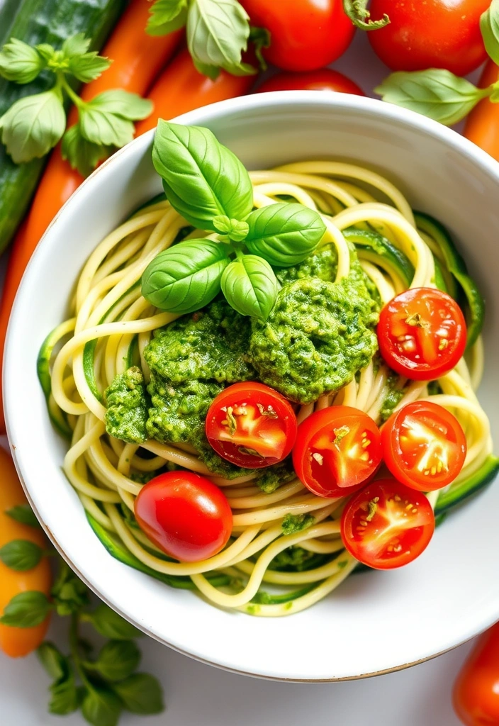 19 Time-Saving Healthy Lunch Meal Prep Ideas for Your Work Week! - 7. Zucchini Noodles with Pesto