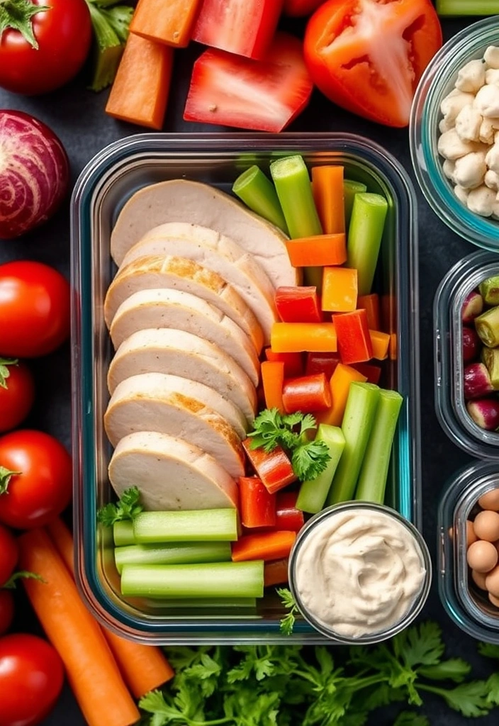 19 Time-Saving Healthy Lunch Meal Prep Ideas for Your Work Week! - 9. Turkey and Hummus Veggie Packs