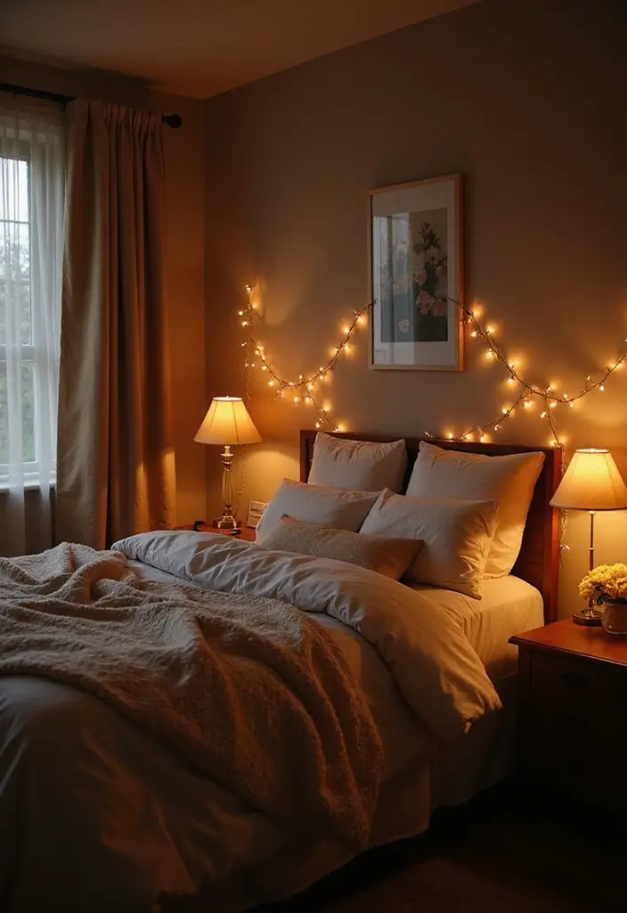 10 Fall Bedroom Ideas That'll Make You Snuggle Up All Season Long! - 3. Cozy Lighting for Fall