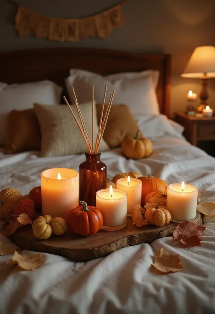 10 Fall Bedroom Ideas That'll Make You Snuggle Up All Season Long! - 8. Seasonal Scenting with Candles and Diffusers