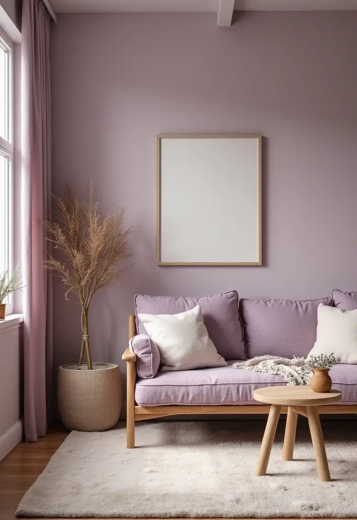 15 Fall Color Palette Ideas That Will Make Your Living Room the Coziest Place This Season! - 13. Soft Lavender and Earthy Brown