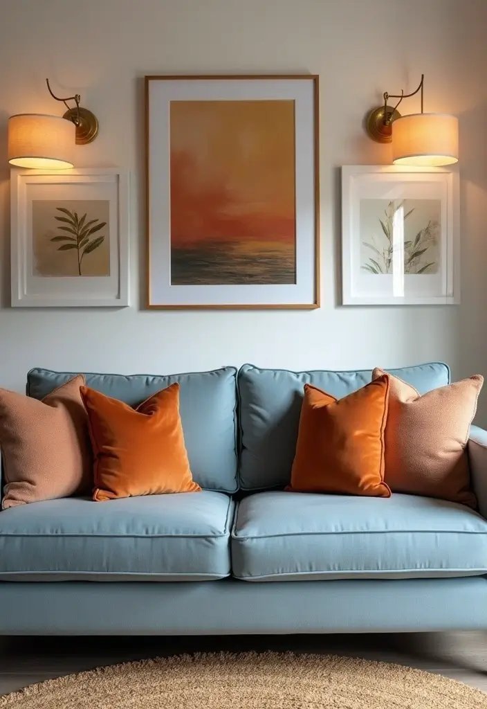 15 Fall Color Palette Ideas That Will Make Your Living Room the Coziest Place This Season! - 2. Warm Cinnamon and Dusty Blue