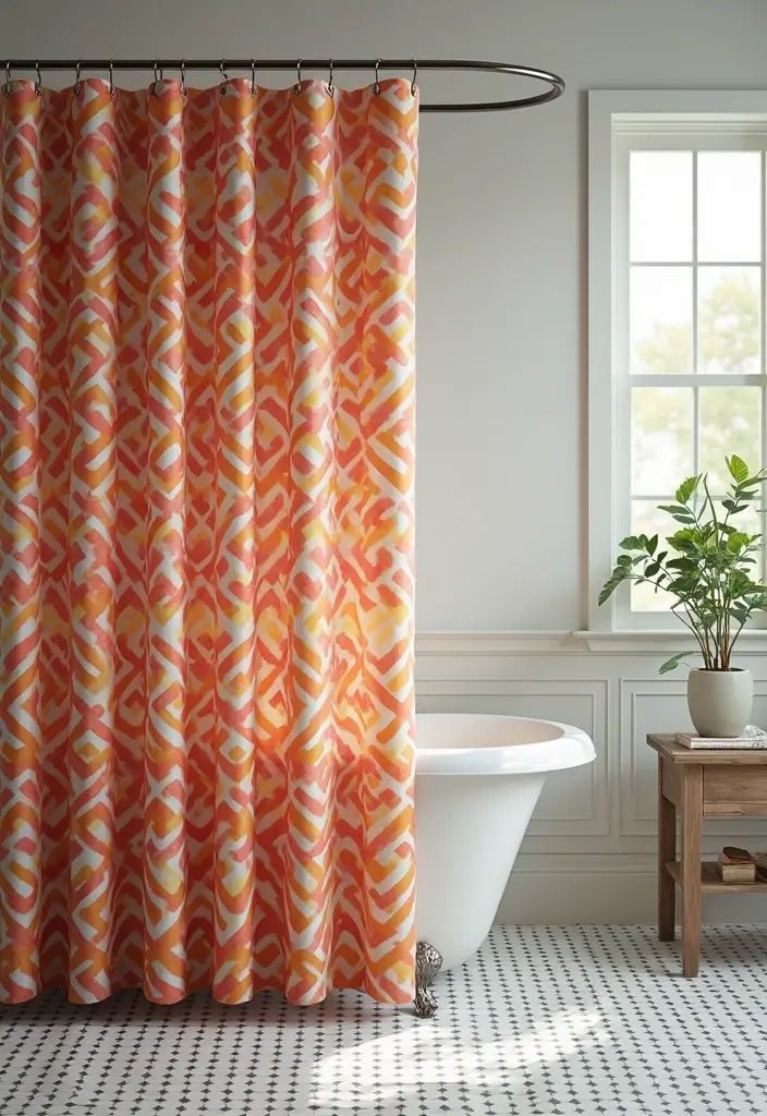 15 Luxurious Bathroom Decor Ideas That Won’t Break the Bank (#8 is a Game-Changer!) - 2. Bold Shower Curtains