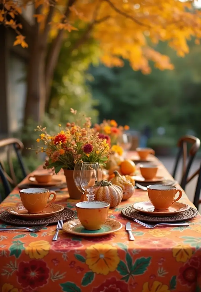 20 Colorful Fall Garden Decor Ideas That Will Brighten Your Days (Check Out #3!) - 18. Festive Garden Tablescapes