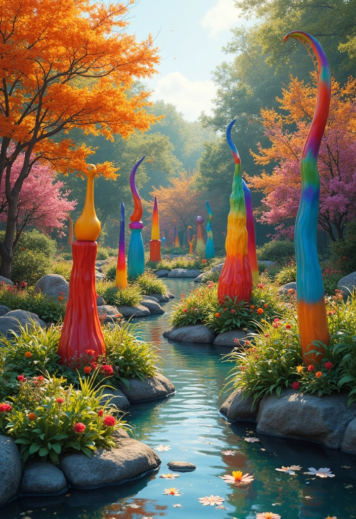 20 Colorful Fall Garden Decor Ideas That Will Brighten Your Days (Check Out #3!) - 8. Colorful Garden Art