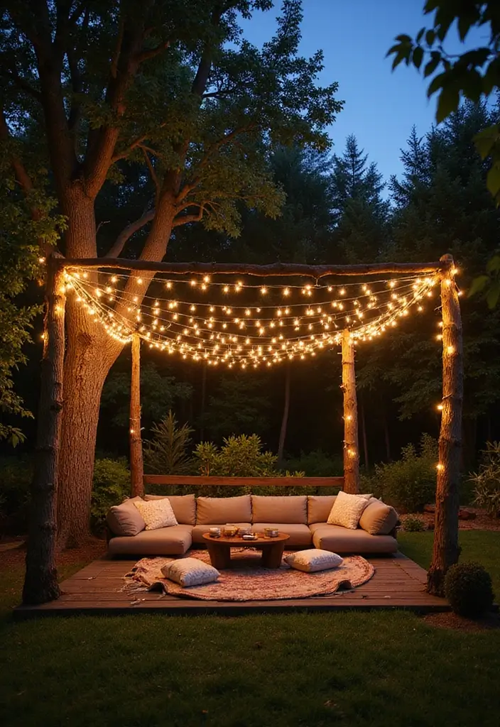 25 Aesthetic Garden Decor Ideas That Will Make Your Neighbors Envy Your Oasis! - 1. Fairy Light Canopy