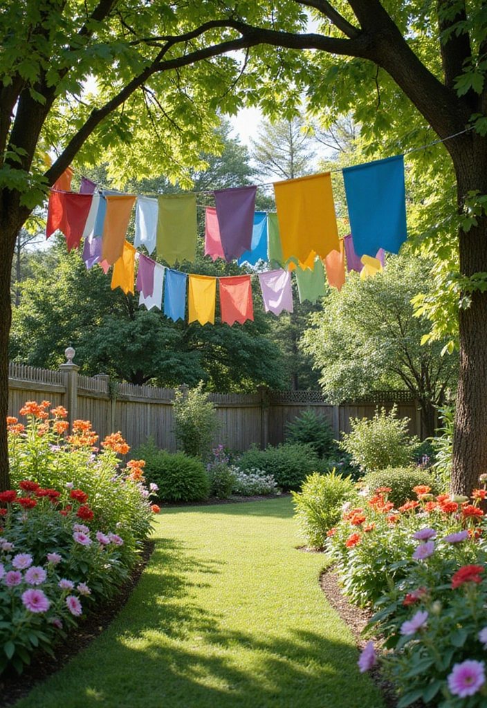 25 Aesthetic Garden Decor Ideas That Will Make Your Neighbors Envy Your Oasis! - 16. Garden Banners