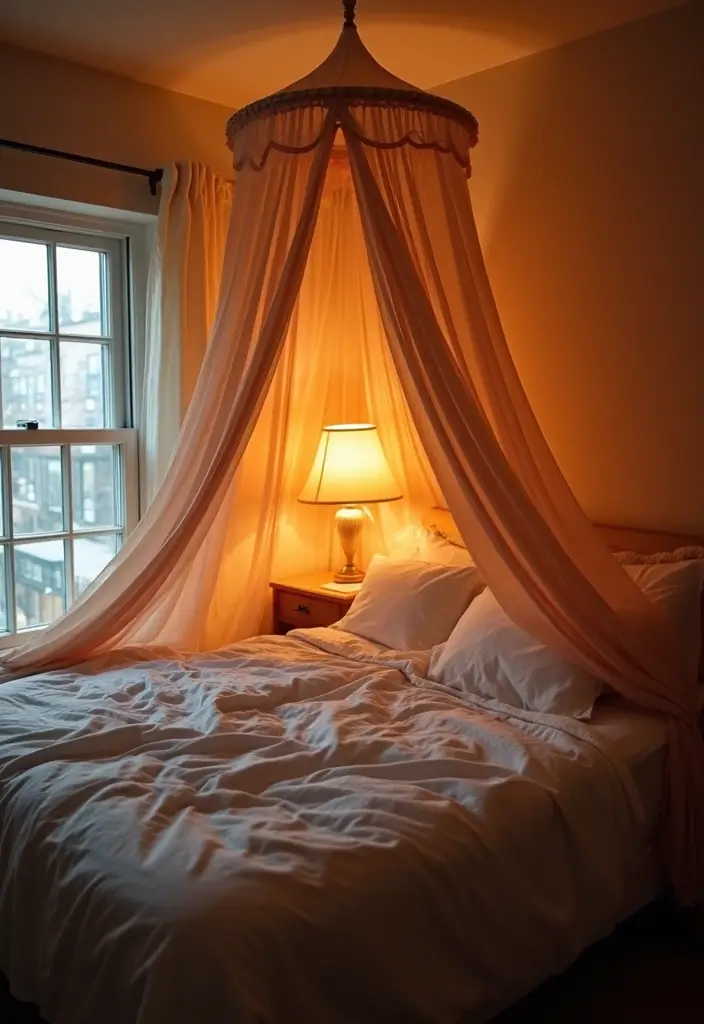 25 Cozy Dorm Room Inspirations to Make Your Tiny Space Feel Like Home! - 18. Use a Bed Canopy