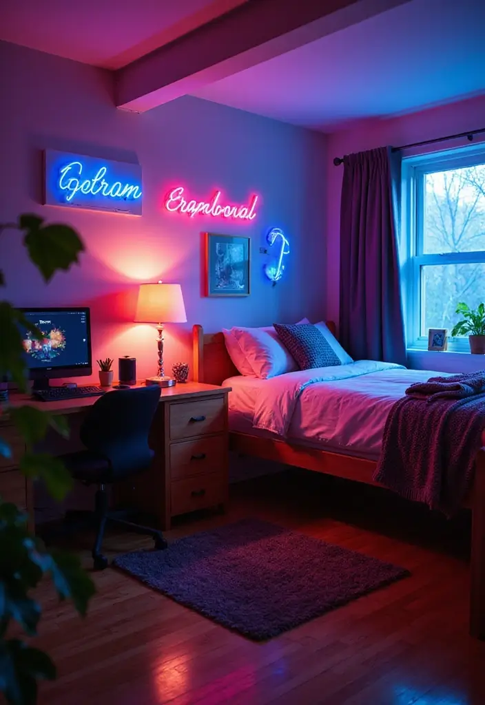 25 Cozy Dorm Room Inspirations to Make Your Tiny Space Feel Like Home! - 21. Incorporate Fun Lighting