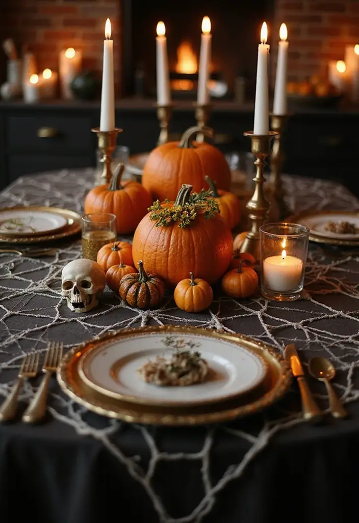 10 Easy Halloween Decorations That'll Make Your Home Spooktacular in Minutes! - 6. Cobweb Table Runner