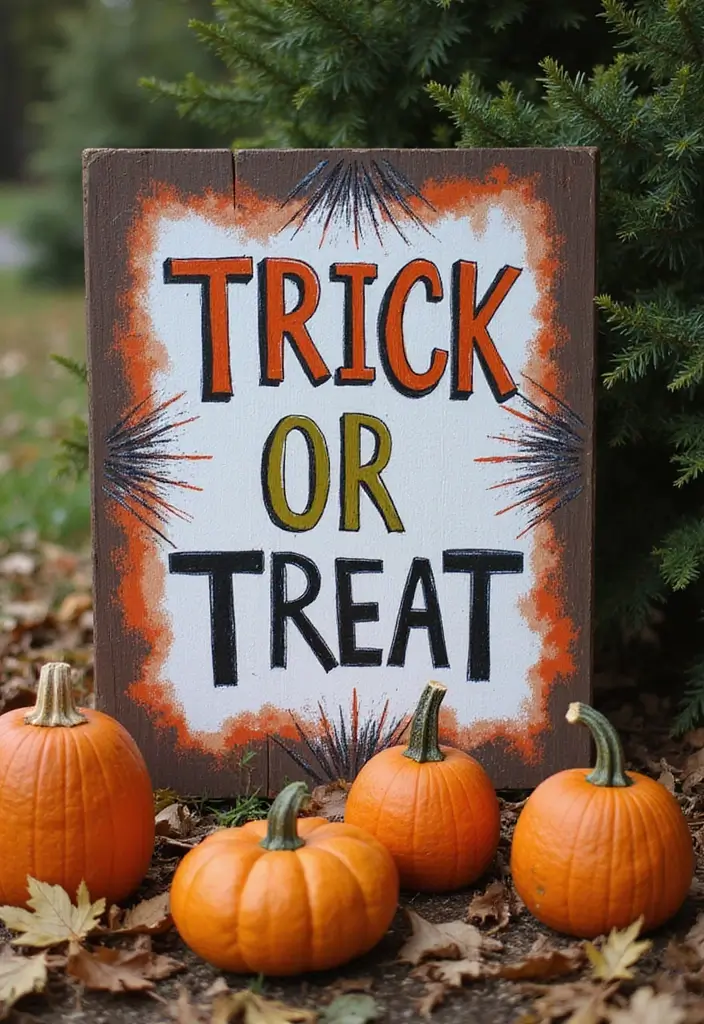 10 Easy Halloween Decorations That'll Make Your Home Spooktacular in Minutes! - 9. Trick-or-Treat Sign