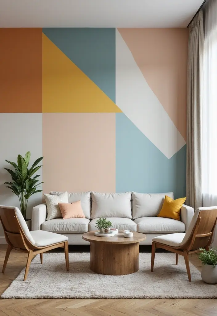 19 Bold Accent Wall Ideas That'll Make Your Guests Say 'WOW!' - 16. Geometric Shapes