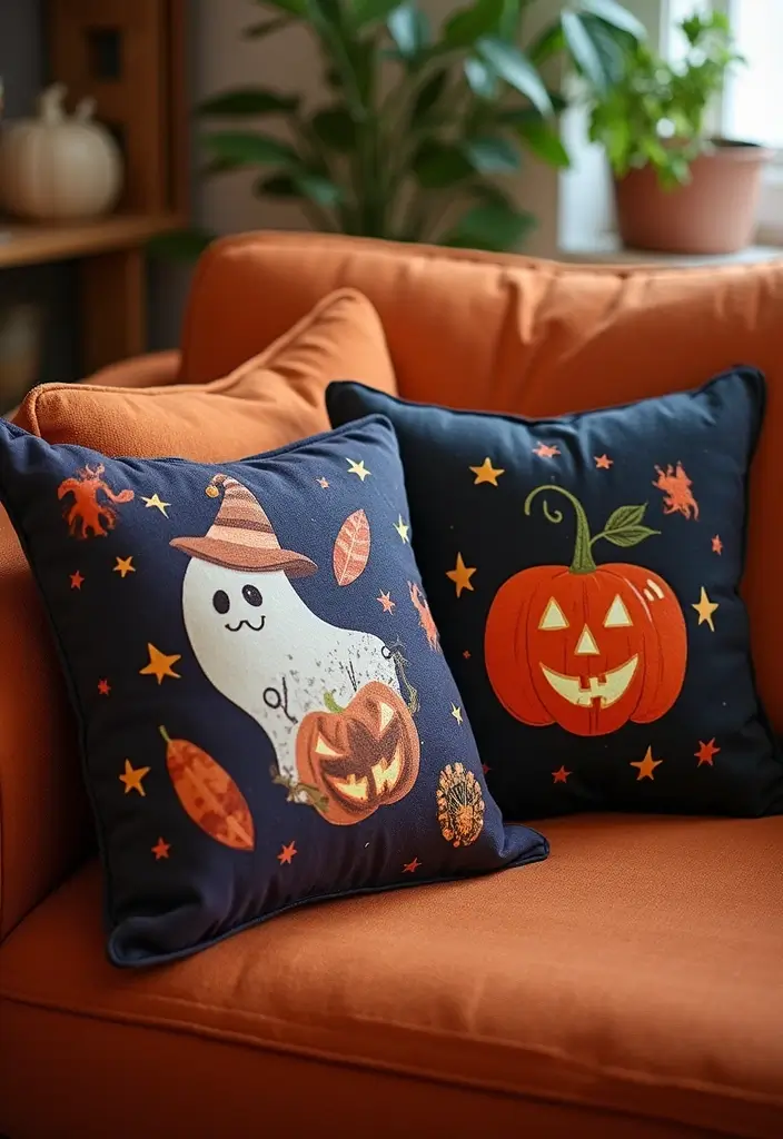 20 Adorable DIY Halloween Decorations That Will Transform Your Room Aesthetic! - 12. Halloween-Themed Pillow Covers