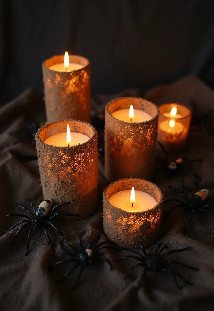 20 Cute and Easy DIY Halloween Decorations That Will Spook Your Friends! - 10. Creepy Candle Holders