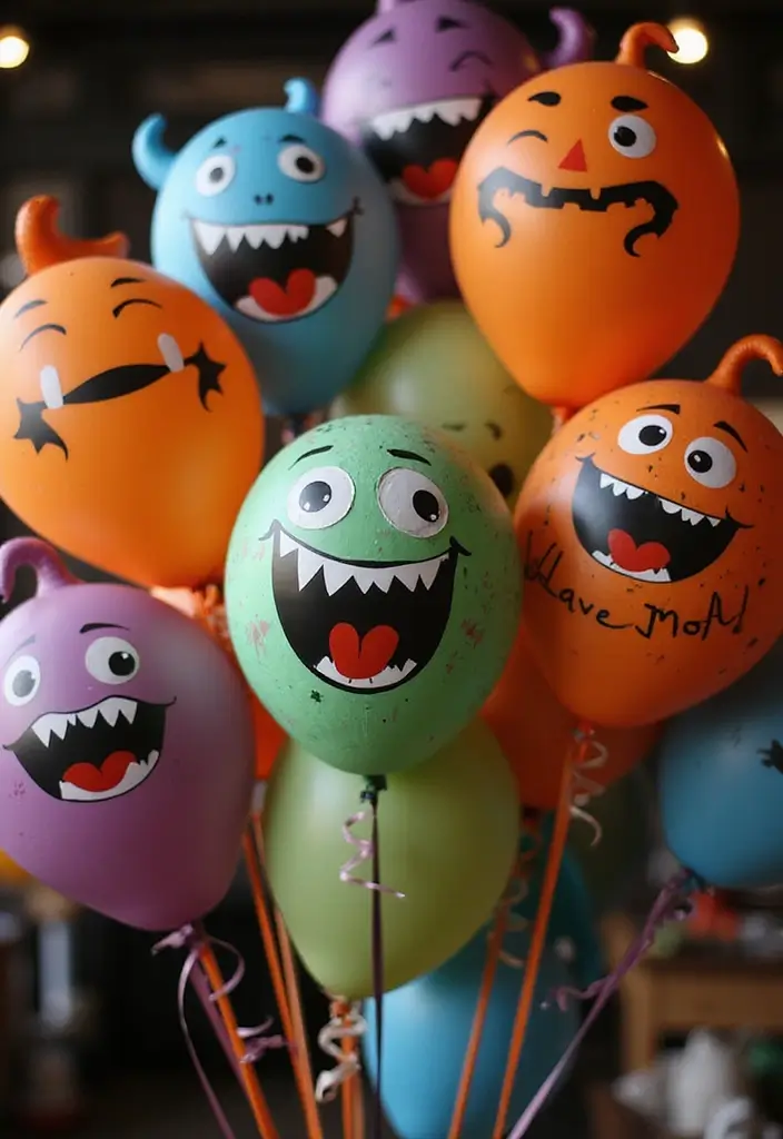 20 Cute and Easy DIY Halloween Decorations That Will Spook Your Friends! - 13. Fun Monster Balloons