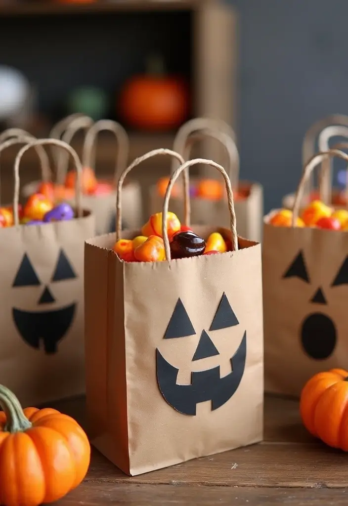 20 Cute and Easy DIY Halloween Decorations That Will Spook Your Friends! - 20. Festive Trick-or-Treat Bags