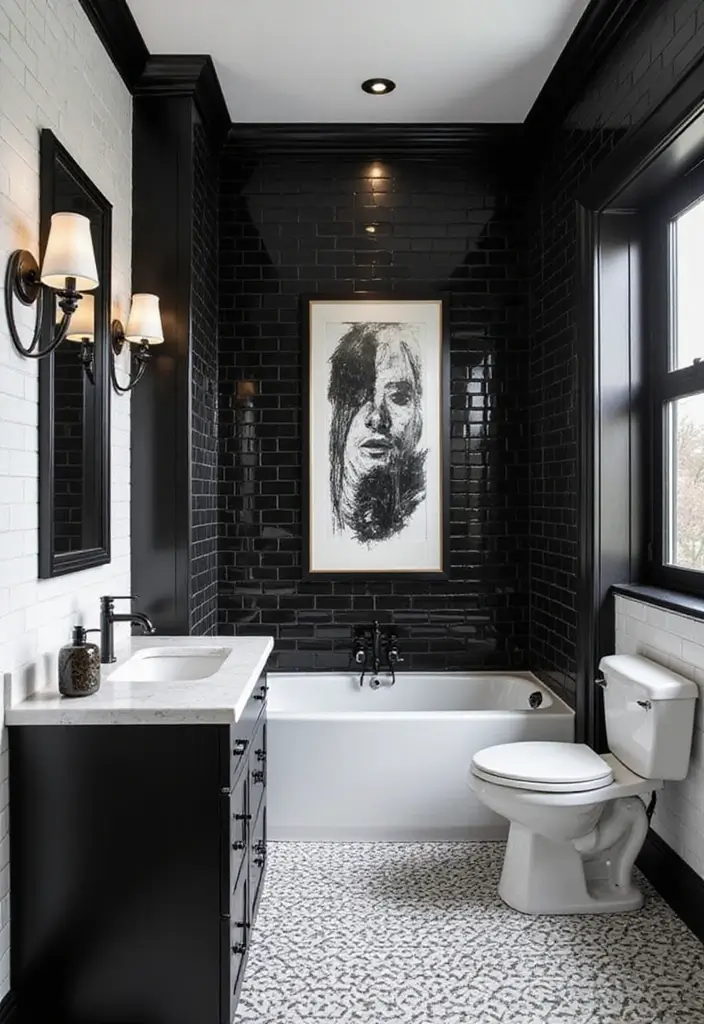 20 Dream Bathroom Designs That Will Make You Wish You Could Move In Right Now! - 4. Bold Black and White