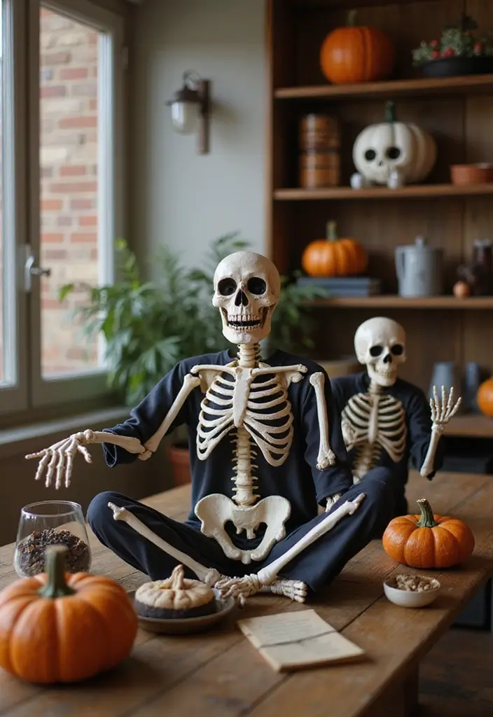 20 Easy Cute DIY Halloween Decorations That Will Wow Your Guests! - 14. Charmed Skeletons