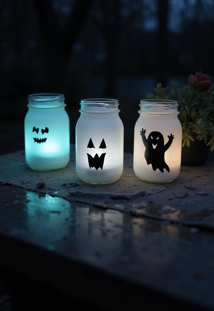 20 Easy Cute DIY Halloween Decorations That Will Wow Your Guests! - 8. Spooky Jar Luminaries