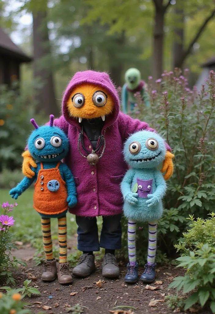 20 Spooktacular Halloween Decoration Ideas That Will Haunt Your Neighbors (You Won't Believe #15!) - 12. Ghoulish Garden Monsters