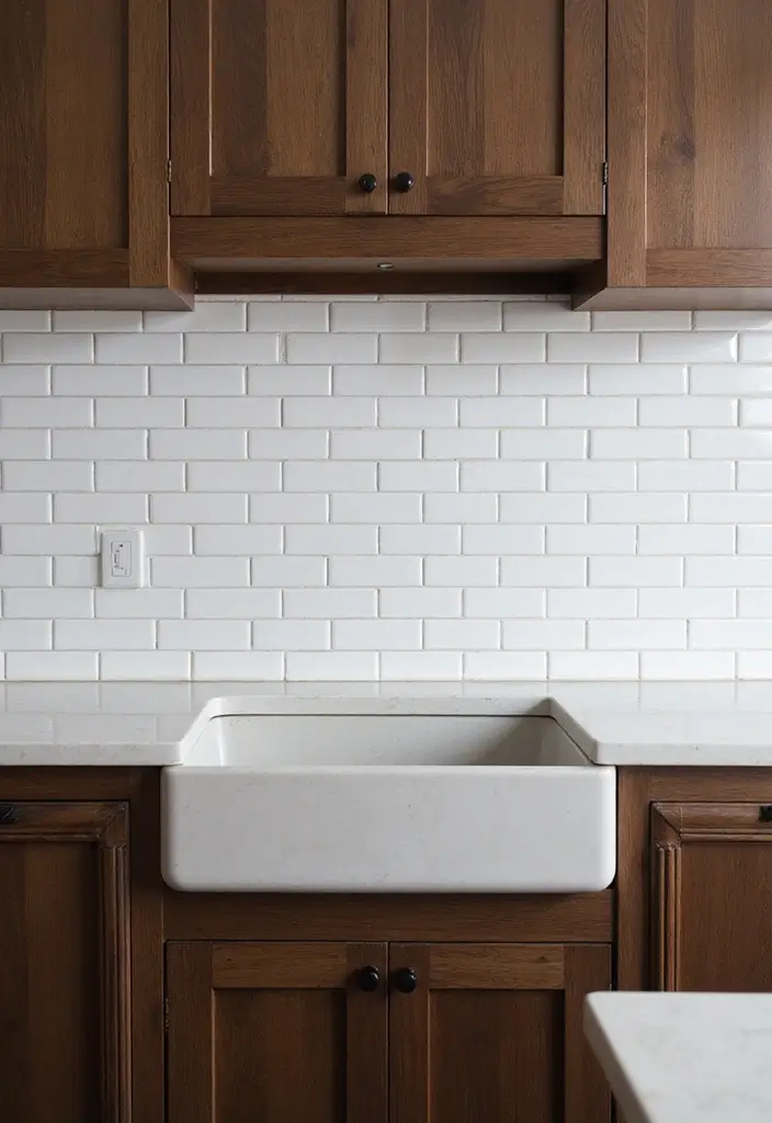 20 Stunning Kitchen Backsplash Ideas for Dark Wood Cabinets (You Won't Believe #9!) - 1. Classic White Subway Tiles
