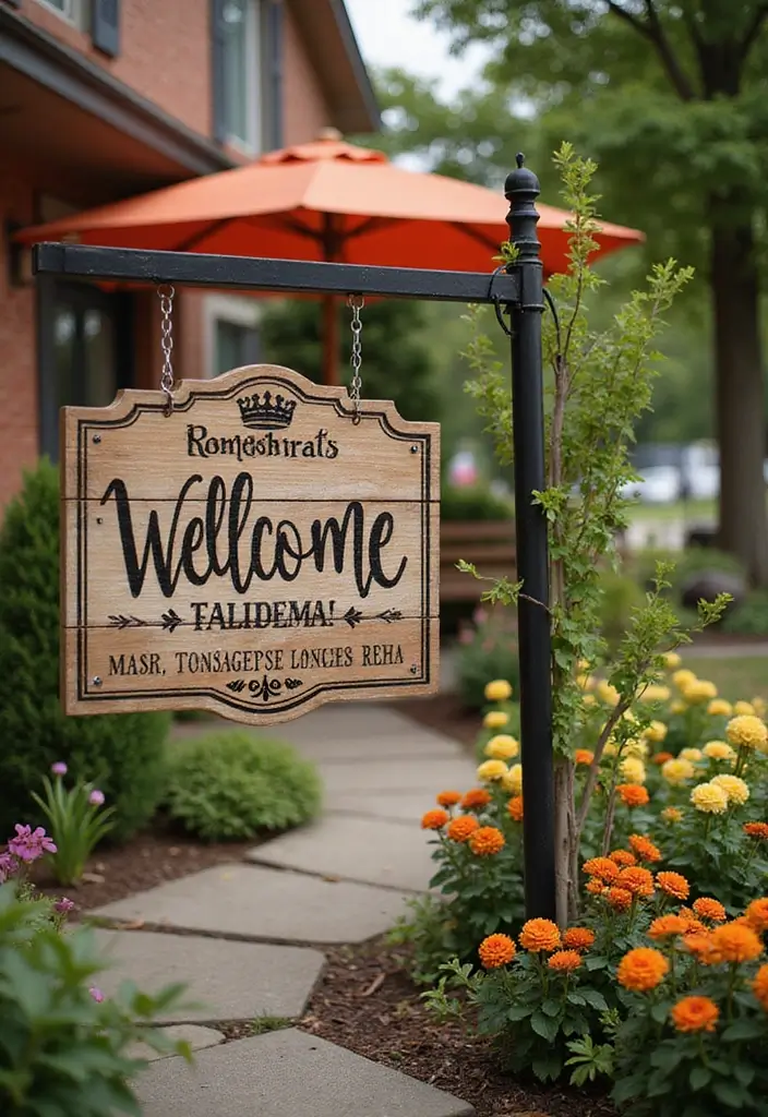 25 Best Outdoor Decor Ideas for Quality Family Time (You Won't Believe #8!) - 17. Personalized Welcome Signs