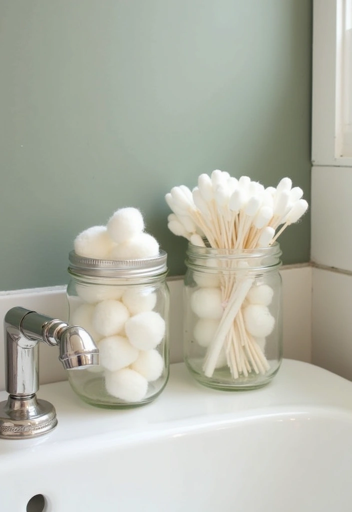 25 Brilliant Bathroom Storage Hacks to Maximize Space - 25. Upcycle Jars for Storage