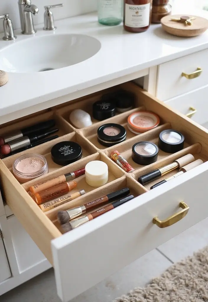 25 Brilliant Bathroom Storage Hacks to Maximize Space - 8. Drawer Dividers for Neatness