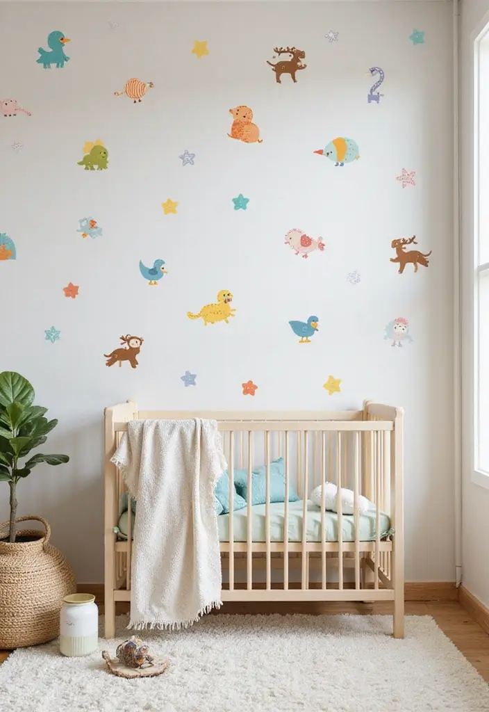 25 Budget-Friendly Nursery Room Decor Ideas (You Won't Believe How Cute #3 Is!) - 19. Fun Wall Decals