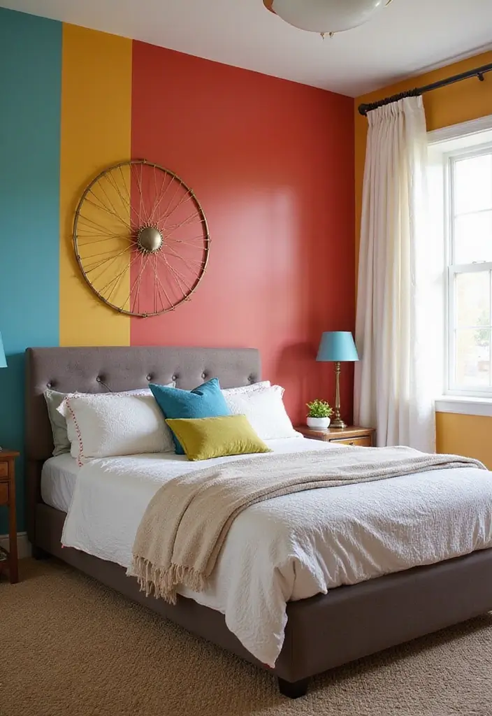 25 Dream Home Bedroom Designs That Will Make You Want to Stay in Bed All Day! - 24. Colorful Accent Walls