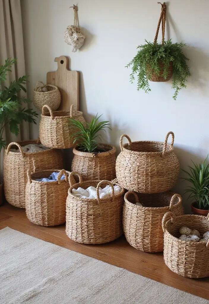 25 Genius Space-Saving Hacks for Your Living Room You’ll Wish You Knew Sooner! - 15. Use Baskets for Stylish Storage