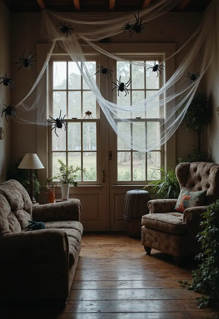 25 Spooktacular Indoor Halloween Decorations That Will Leave Your Guests Screaming for More! - 14. Magical Spider Webs