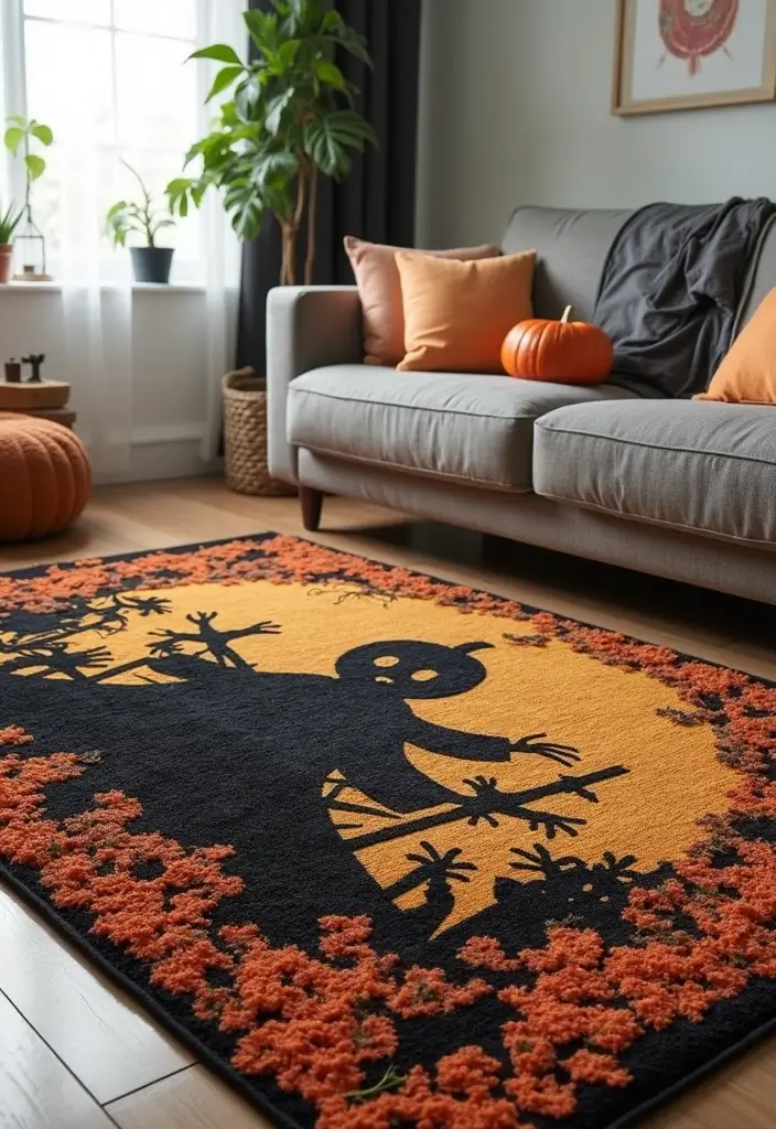 25 Spooktacular Indoor Halloween Decorations That Will Leave Your Guests Screaming for More! - 20. Halloween Rugs