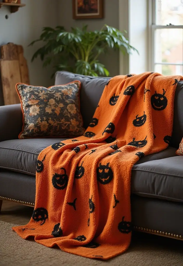 25 Spooktacular Indoor Halloween Decorations That Will Leave Your Guests Screaming for More! - 23. Halloween-Themed Throw Blankets
