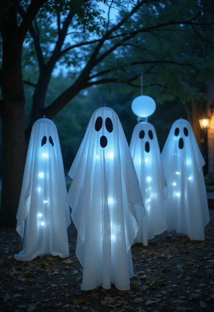 30 Spooktacular Halloween Decorations for Your Ultimate Party (Your Guests Will Scream!) - 17. Flickering Ghosts