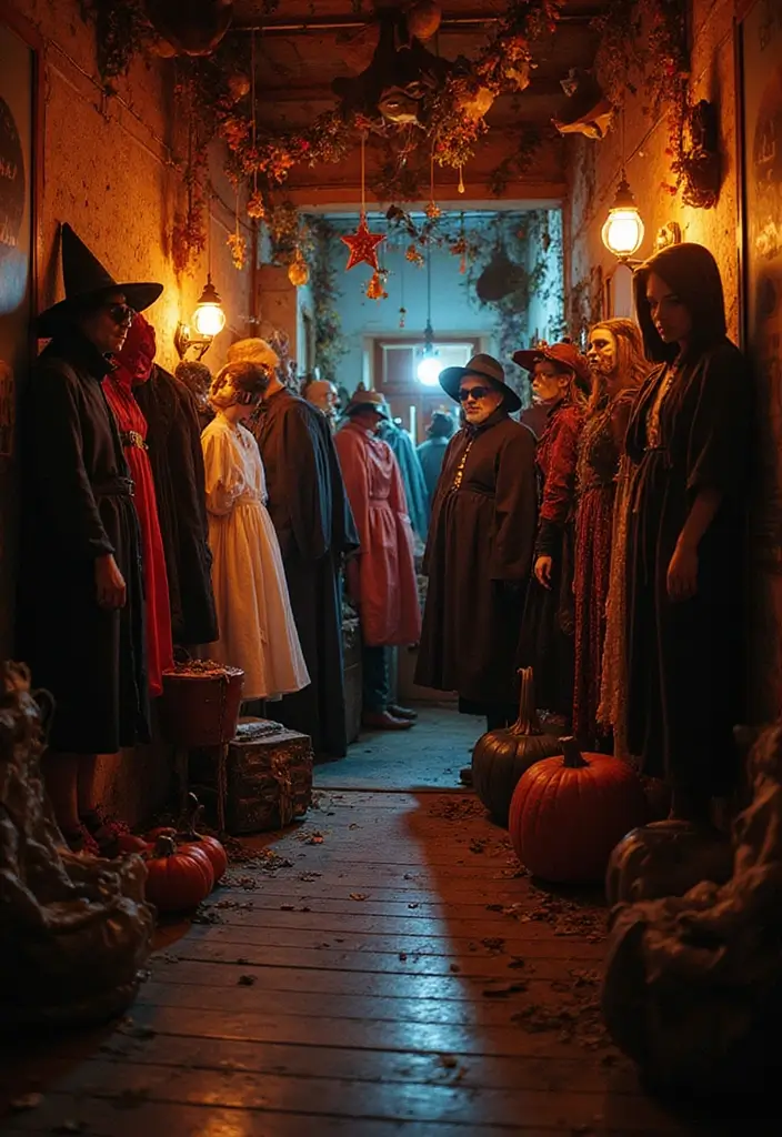 30 Spooktacular Halloween Decorations for Your Ultimate Party (Your Guests Will Scream!) - 23. Bewitching Costumes Display