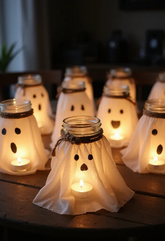 30 Spooktacular Halloween Decorations for Your Ultimate Party (Your Guests Will Scream!) - 27. Ghostly Table Lanterns