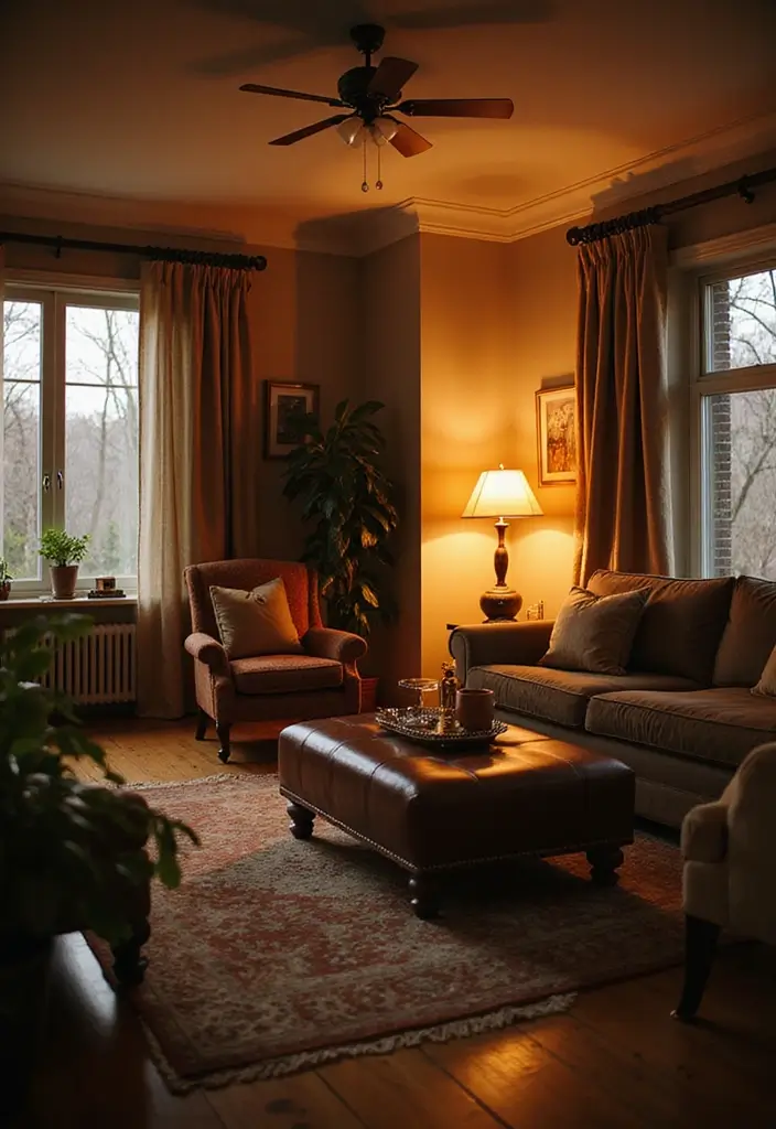 50+ Vibrant Cozy Living Room Ideas for a Fun Atmosphere - 11. Layered Lighting