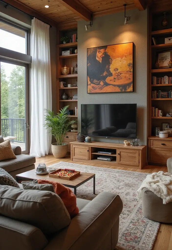 50+ Vibrant Cozy Living Room Ideas for a Fun Atmosphere - 23. Interactive Elements