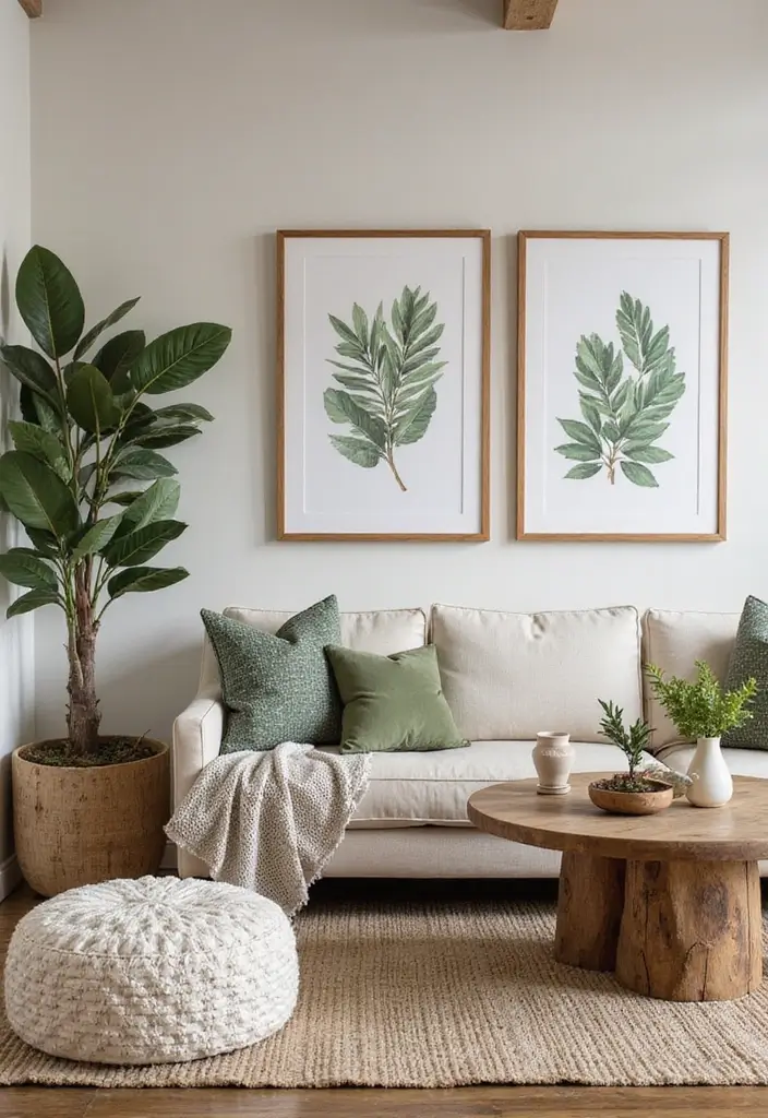 50+ Vibrant Cozy Living Room Ideas for a Fun Atmosphere - 25. Outdoor-Inspired Decor