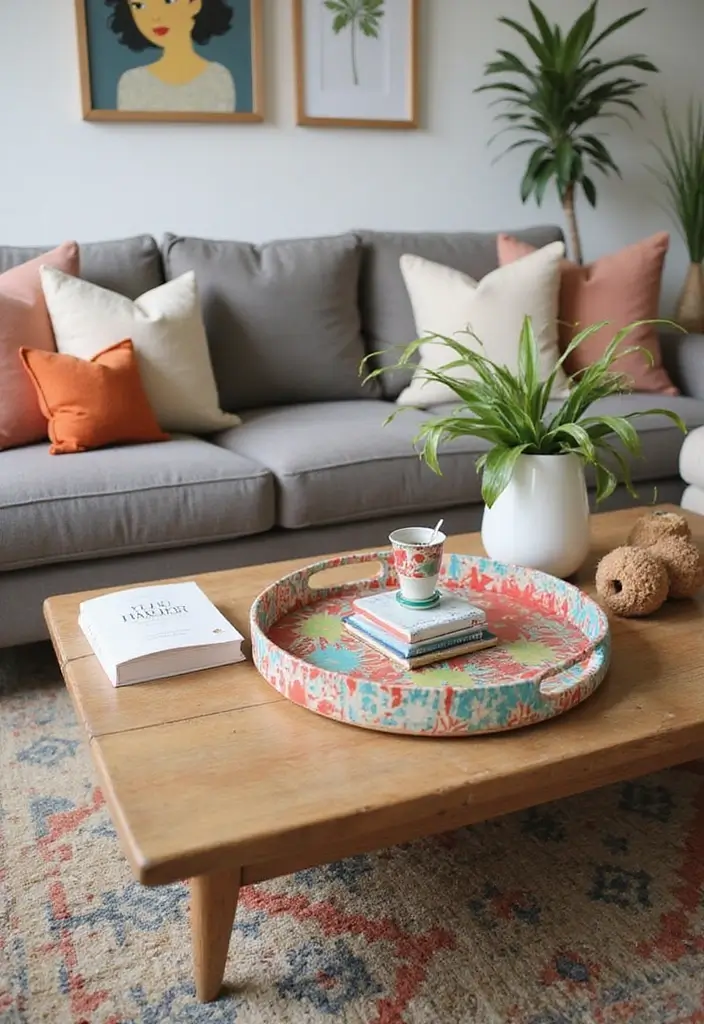 50+ Vibrant Cozy Living Room Ideas for a Fun Atmosphere - 9. Fun Coffee Table Decor